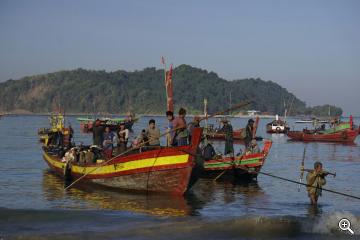 Fischerboot am Ngapali Beach